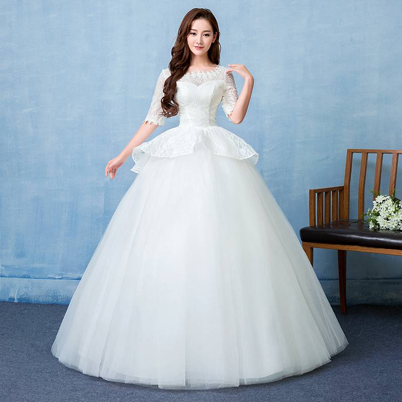 韩版齐地婚纱新款公主蓬蓬裙新娘婚纱礼服批发HB0002