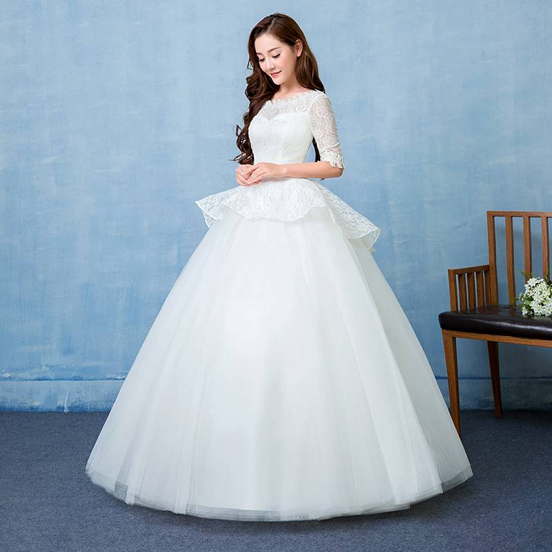 韩版齐地婚纱新款公主蓬蓬裙新娘婚纱礼服批发HB0002