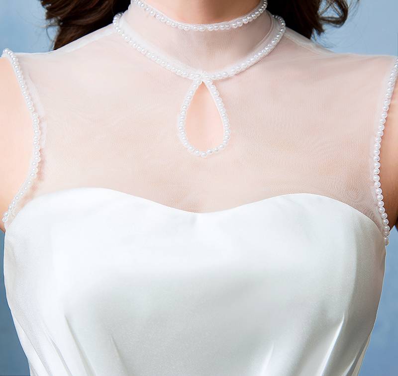 韩版婚纱新款拖尾后背绑带大拖尾白色婚纱批发HB0003